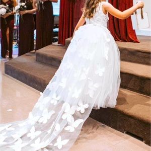 Flower girl dress with butterfly train
